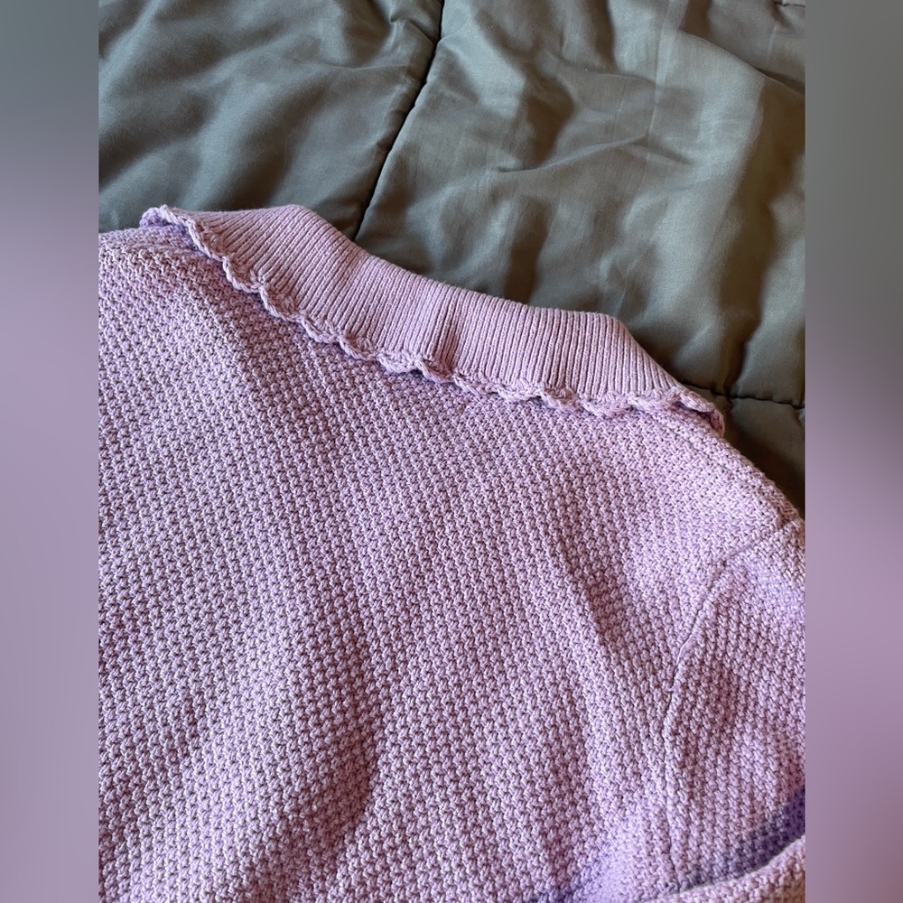 Lilac Scalloped Edge Cropped Cardigan ENGLISH FACTORY - Picture 6 of 12
